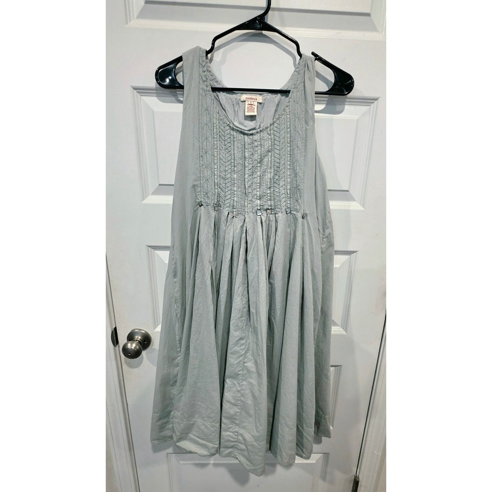 Sundance Dress Womens Small Sage Green Cotton Boho Embroidered Coastal Chic Midi